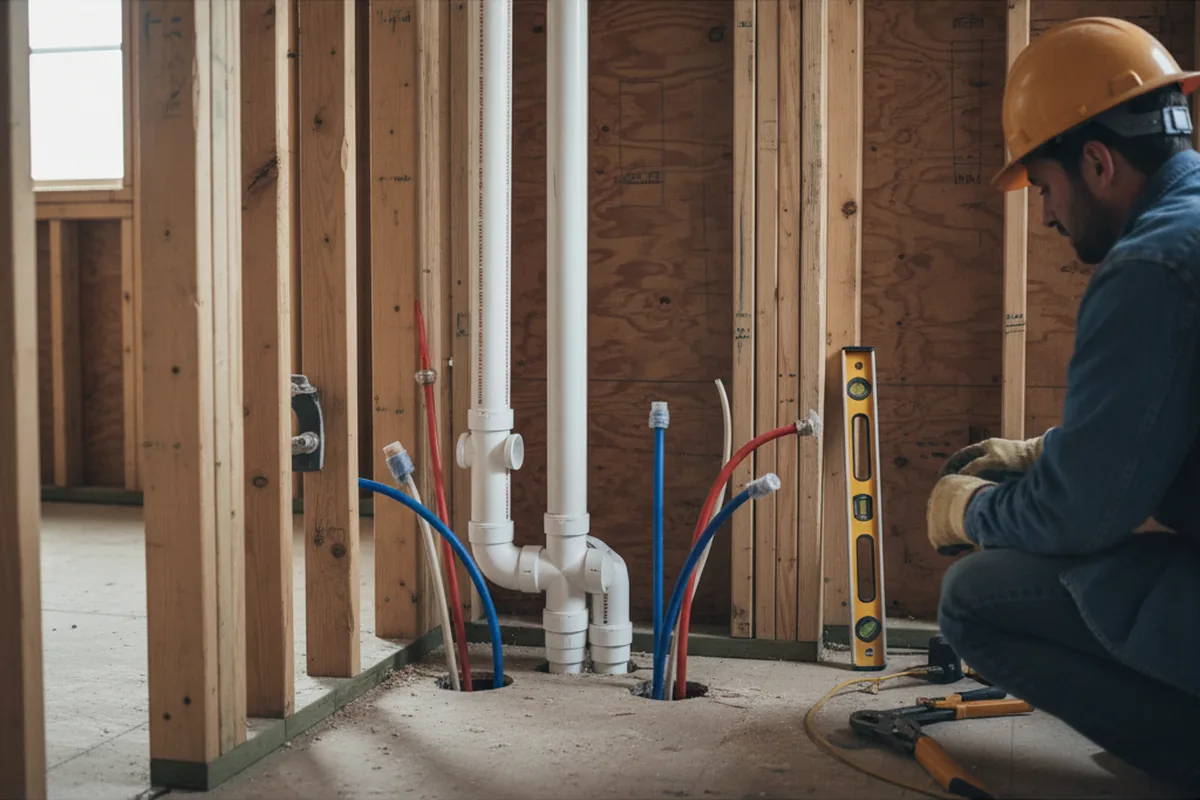 Drain and supply rough-in during Leak Detection in Harrah